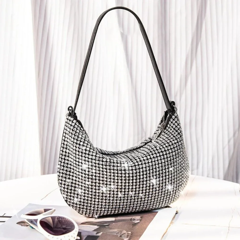 MONTANA WEST Sparkly Rhinestone Clutch Shoulder Hobo Bag NWT